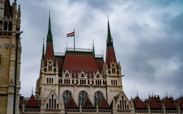 Clădirea Parlamentului Ungariei și drapelul național
